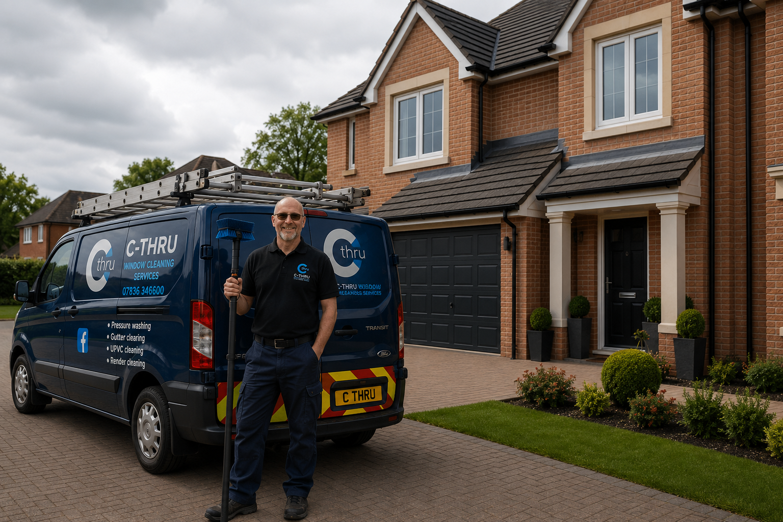 Regular domestic window cleaning carried out by C-Thru Window Cleaning Services in Exeter